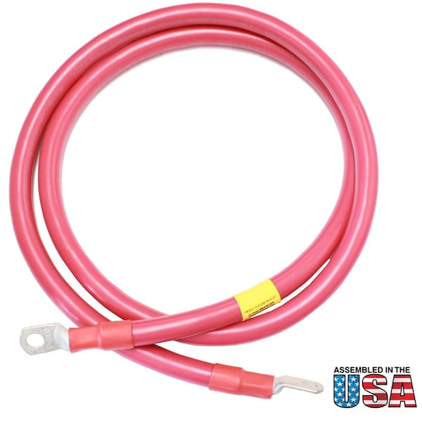 AWG No 2/0 Red Battery Interconnect Cable 10 Ft 3/8 Lugs